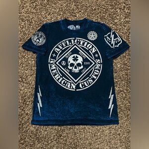 Vintage Affliction Navy and White Skull Graphic Tee